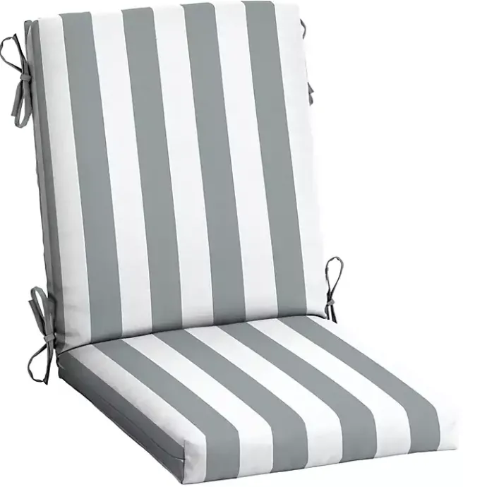 Sale Kirklands Home Stone Stripe Luxe Outdoor Dining Chair Cushion Gray