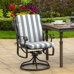 Sale Kirklands Home Stone Stripe Luxe Outdoor Dining Chair Cushion Gray