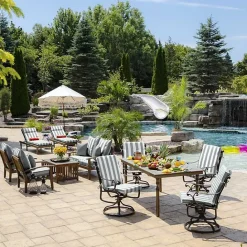 Sale Kirklands Home Stone Stripe Luxe Outdoor Dining Chair Cushion Gray