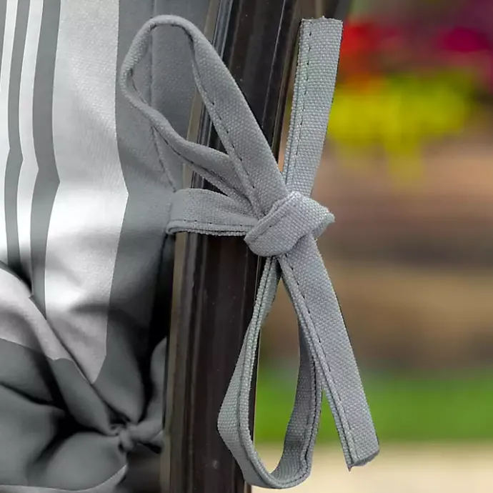 Sale Kirklands Home Stone Stripe Luxe Outdoor Dining Chair Cushion Gray