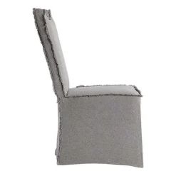 Kirklands Home Stonewash Fringe Slipcover Dining Chairs, Set of 2 Gray