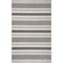 Best Kirklands Home Stripe Weave Sun Shower Outdoor Area Rug, 7x9 Gray
