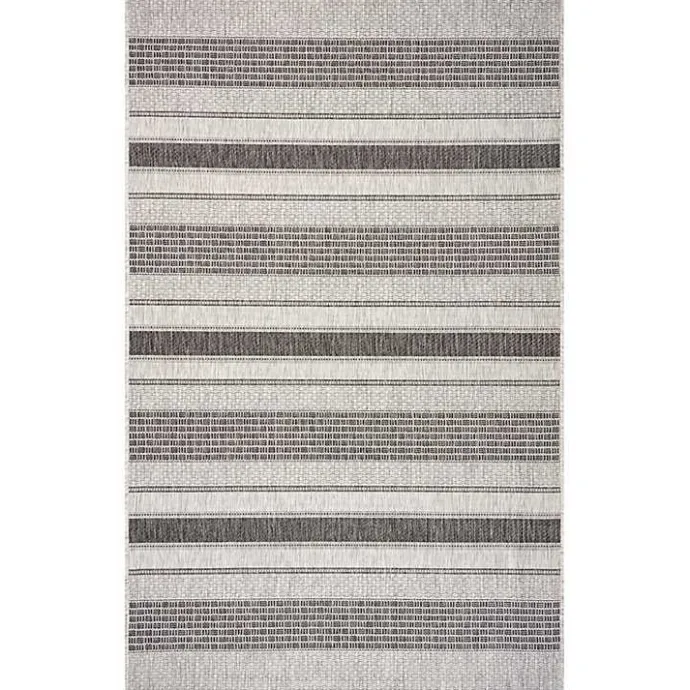 Best Kirklands Home Stripe Weave Sun Shower Outdoor Area Rug, 7x9 Gray