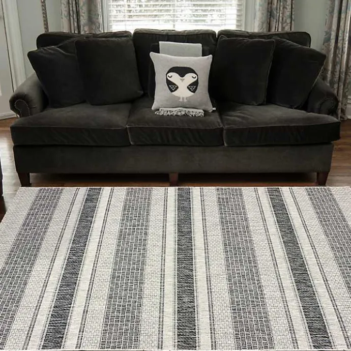 Best Kirklands Home Stripe Weave Sun Shower Outdoor Area Rug, 7x9 Gray