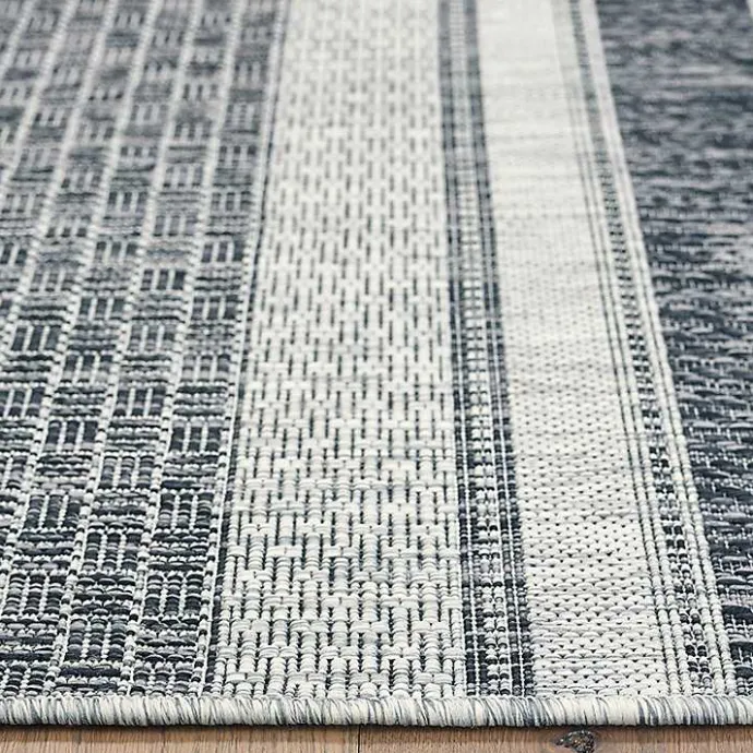 Best Kirklands Home Stripe Weave Sun Shower Outdoor Area Rug, 7x9 Gray