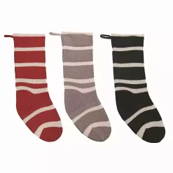 New Kirklands Home Striped Knit 3-pc. Christmas Stocking Set
