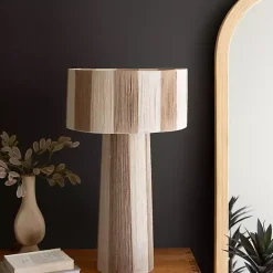 Best Kirklands Home Striped Natural Jute Table Lamp Brown