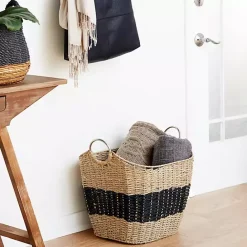 Sale Kirklands Home Striped Natural Seagrass Basket