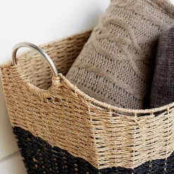 Sale Kirklands Home Striped Natural Seagrass Basket