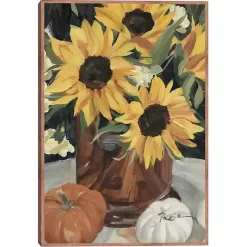 Sale Kirklands Home Sunflower Vase and Pumpkins Framed Canvas Print