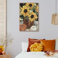 Sale Kirklands Home Sunflower Vase and Pumpkins Framed Canvas Print