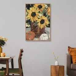 Sale Kirklands Home Sunflower Vase and Pumpkins Framed Canvas Print