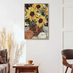 Sale Kirklands Home Sunflower Vase and Pumpkins Framed Canvas Print