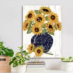 Clearance Kirklands Home Sunflowers in Blue Vase Canvas Art Print