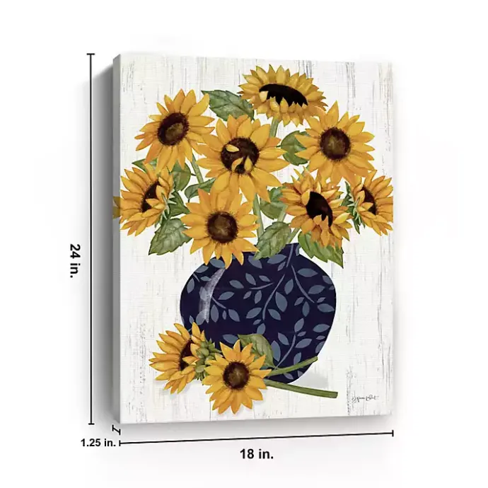 Clearance Kirklands Home Sunflowers in Blue Vase Canvas Art Print