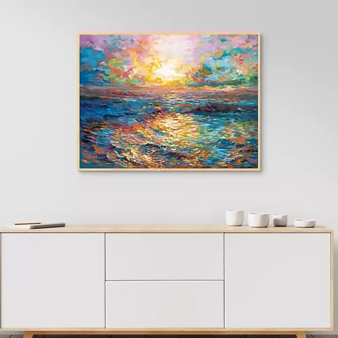 Hot Kirklands Home Sunset in Mykonos Framed Canvas Art Print