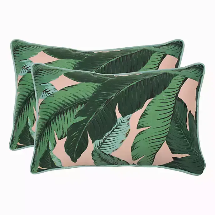 Sale Kirklands Home Swaying Palms Outdoor Lumbar Pillows, Set of 2 Green