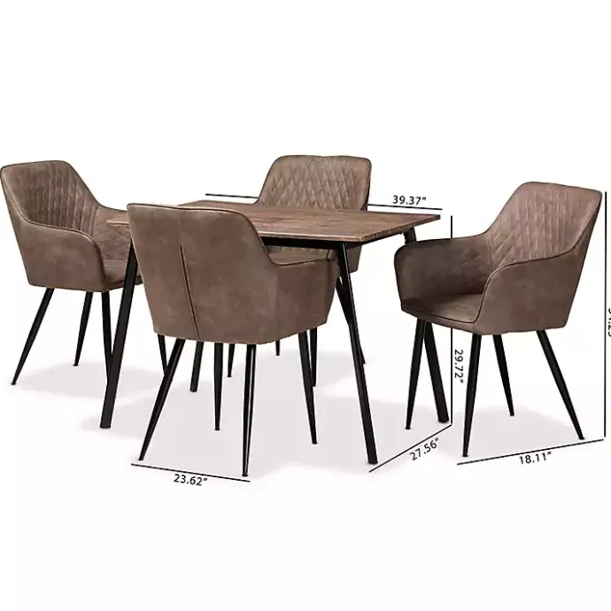 Online Kirklands Home Table and Leather Bucket Chairs 5-pc. Dining Set