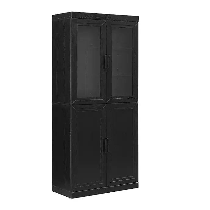 New Kirklands Home Tall Black Wood and 4-Door Storage Cabinet