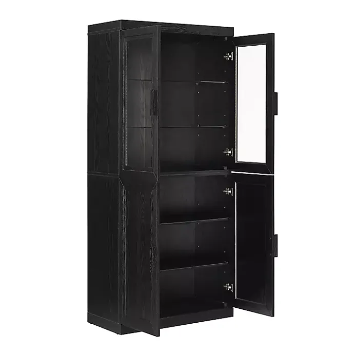 New Kirklands Home Tall Black Wood and 4-Door Storage Cabinet