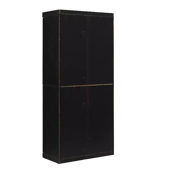 New Kirklands Home Tall Black Wood and 4-Door Storage Cabinet
