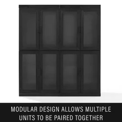 Kirklands Home Tall Black Wood and Glass Door Storage Cabinet