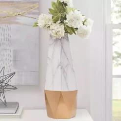 New Kirklands Home Tall Gold Marble Ceramic Vase