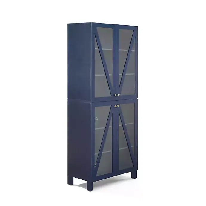 Clearance Kirklands Home Tall Navy Triangle 4-Door Wood Cabinet Blue