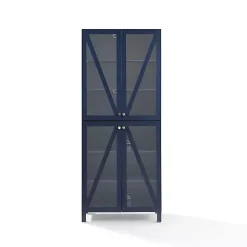 Clearance Kirklands Home Tall Navy Triangle 4-Door Wood Cabinet Blue