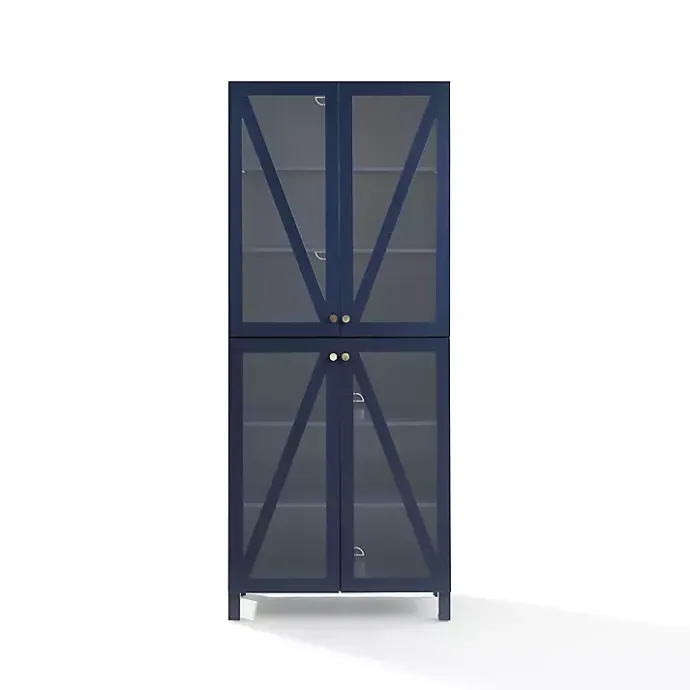 Clearance Kirklands Home Tall Navy Triangle 4-Door Wood Cabinet Blue