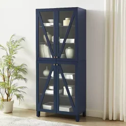 Clearance Kirklands Home Tall Navy Triangle 4-Door Wood Cabinet Blue