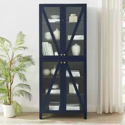 Clearance Kirklands Home Tall Navy Triangle 4-Door Wood Cabinet Blue