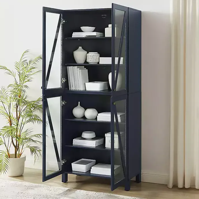 Clearance Kirklands Home Tall Navy Triangle 4-Door Wood Cabinet Blue