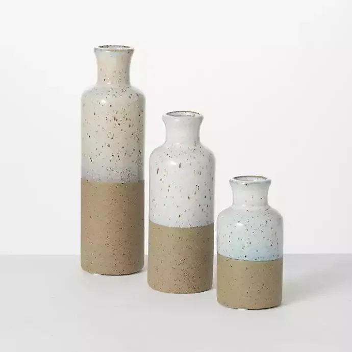 Discount Kirklands Home Tall Terracotta Two-Toned Speckled Vases, Set of 3