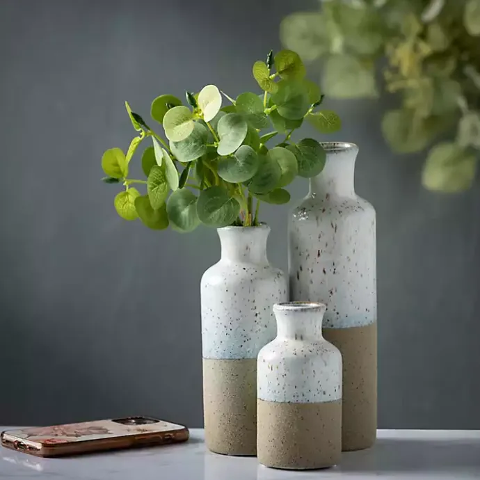 Discount Kirklands Home Tall Terracotta Two-Toned Speckled Vases, Set of 3