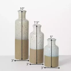 Discount Kirklands Home Tall Terracotta Two-Toned Speckled Vases, Set of 3