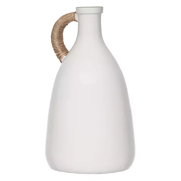 Online Kirklands Home Tall Jug Vase with Rope Handle White