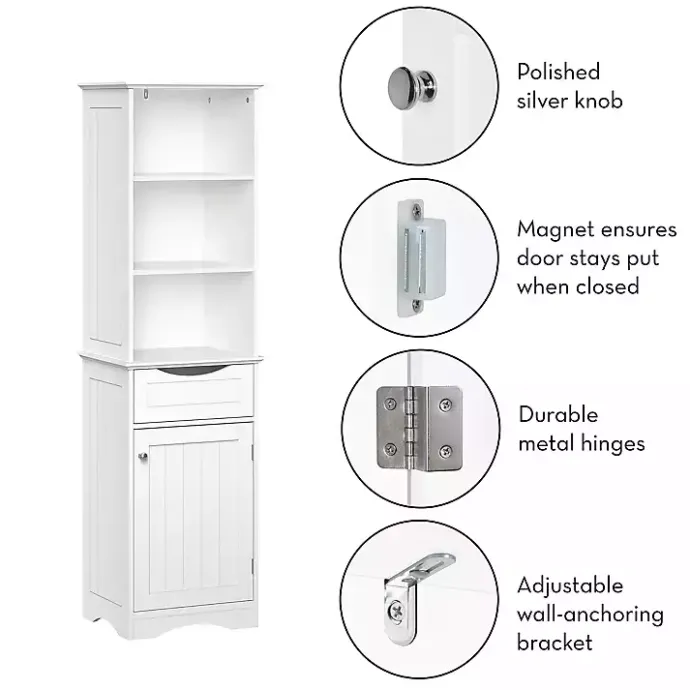 Online Kirklands Home Tall Open Shelves Cabinet White