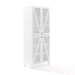 Outlet Kirklands Home Tall Triangle 4-Door Wood Cabinet White