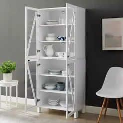 Outlet Kirklands Home Tall Triangle 4-Door Wood Cabinet White