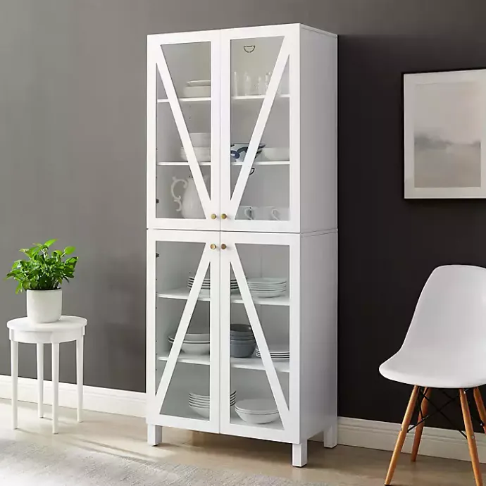 Outlet Kirklands Home Tall Triangle 4-Door Wood Cabinet White