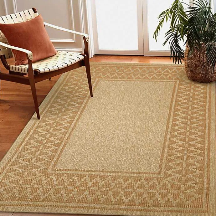 Sale Kirklands Home Tan & Orange Zig Zag Indoor/Outdoor Area Rug, 7x9