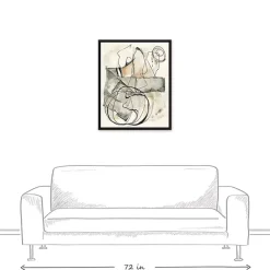 New Kirklands Home Tan and Black Abstract Framed Canvas Art Print