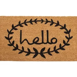 Sale Kirklands Home Tan and Black Evergreen Hello Doormat, 36x24 in.