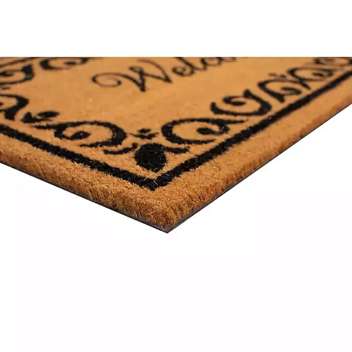 Sale Kirklands Home Tan and Black Scroll Welcome Doormat, 36x24 in.