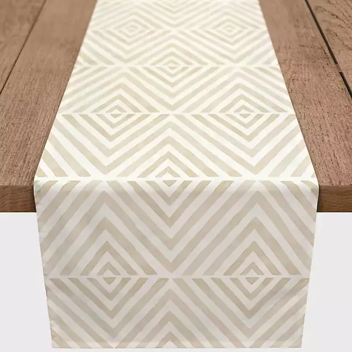 Outlet Kirklands Home Tan and White Diamond Table Runner, 72 in.