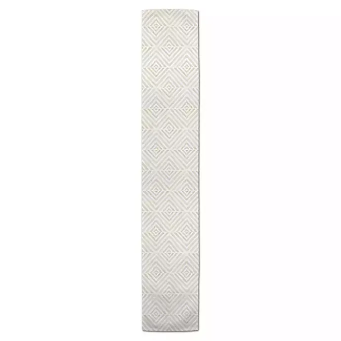 Outlet Kirklands Home Tan and White Diamond Table Runner, 72 in.