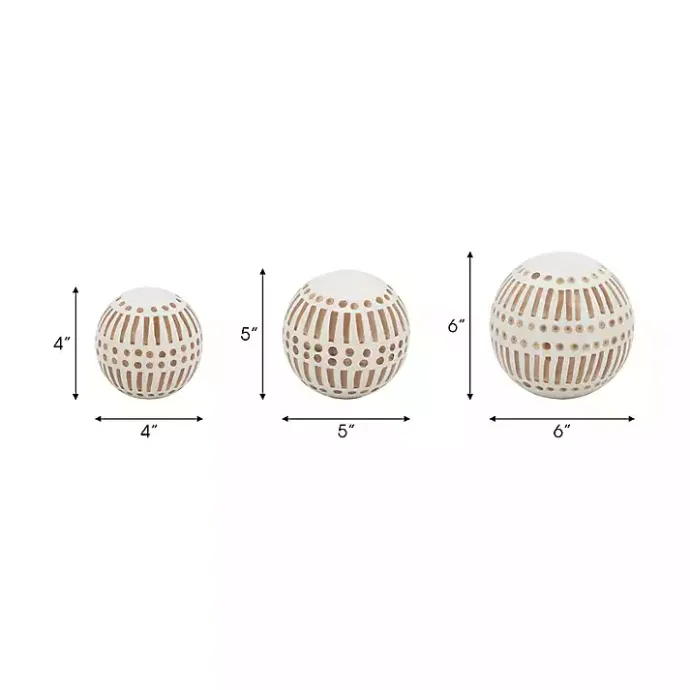 Sale Kirklands Home Tan and White Patterned Orbs, Set of 3