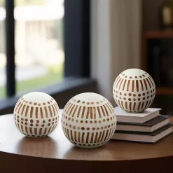 Sale Kirklands Home Tan and White Patterned Orbs, Set of 3