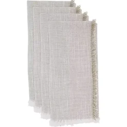 Outlet Kirklands Home Tan and White Two-Tone Fringe Napkins, Set of 4
